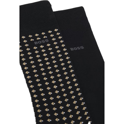 Black - Back - Hugo Mens Crew Socks (Pack of 2)