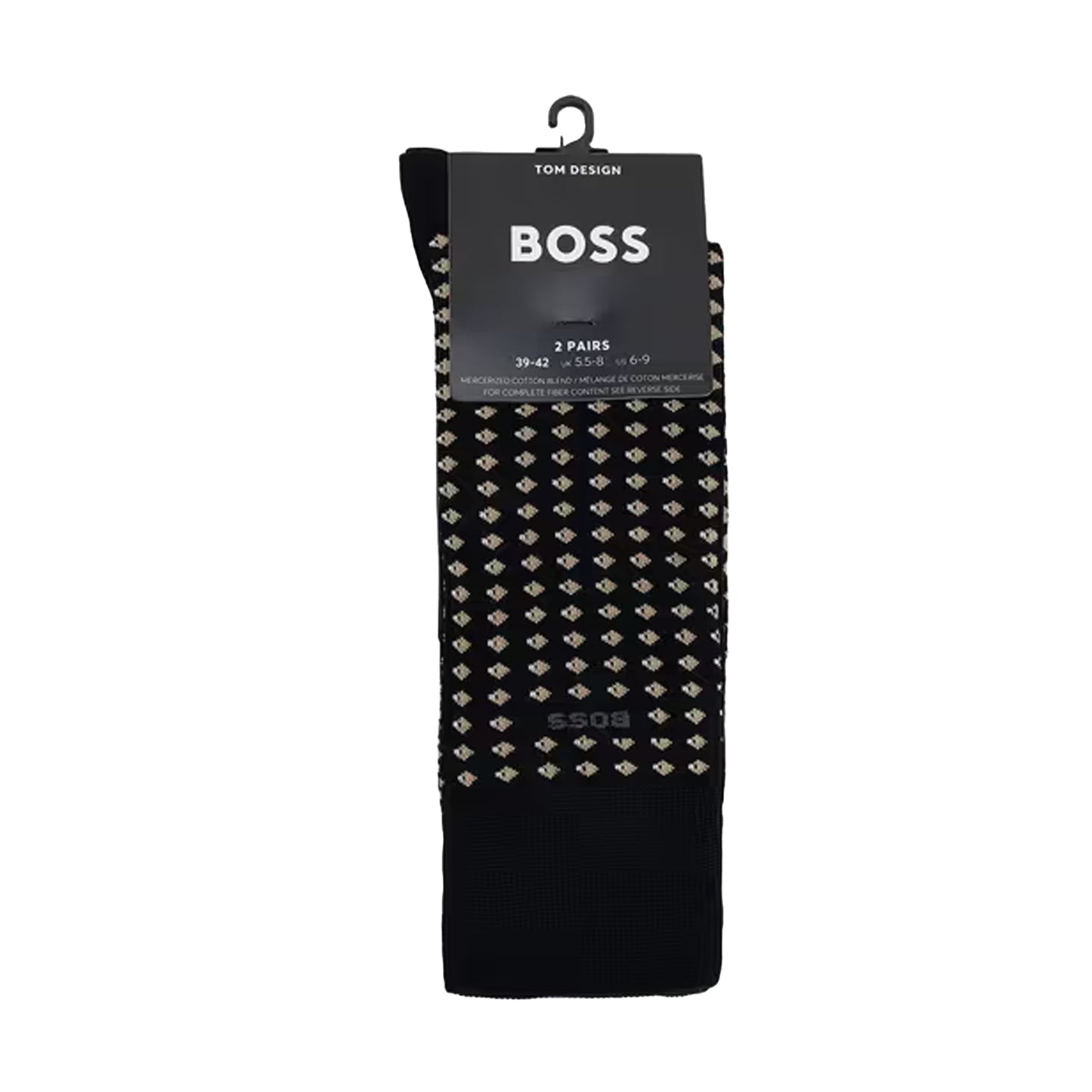 Black - Side - Hugo Mens Crew Socks (Pack of 2)