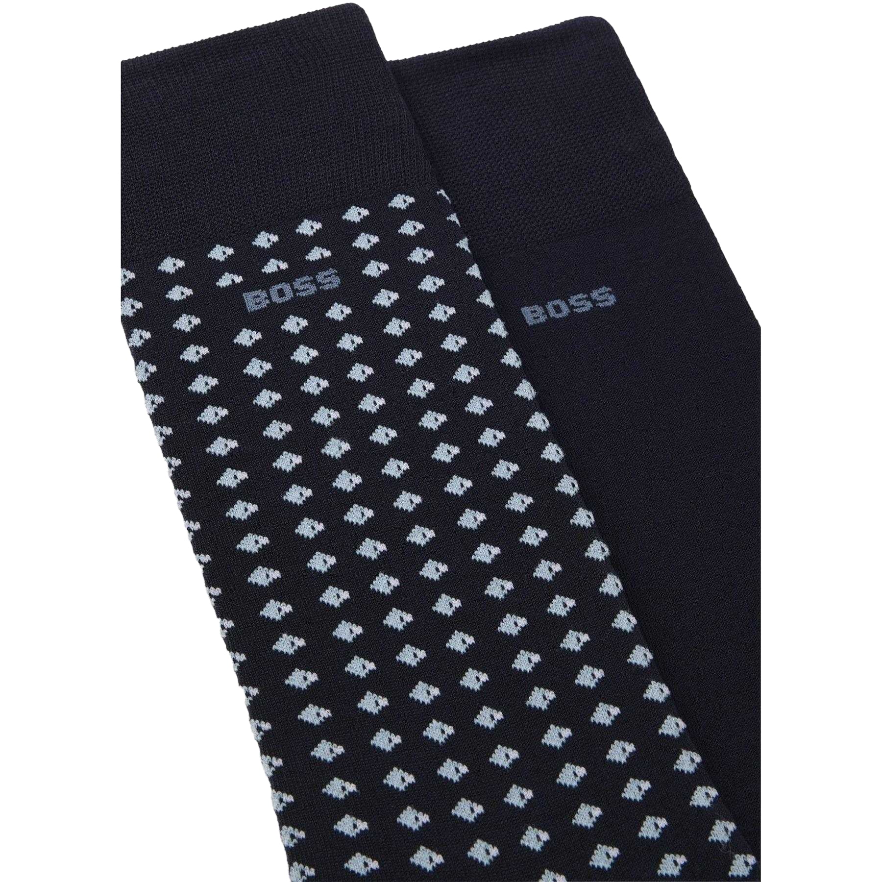 Dark Blue - Back - Hugo Mens Crew Socks (Pack of 2)
