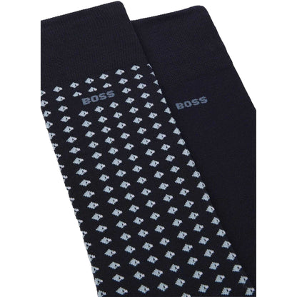 Dark Blue - Back - Hugo Mens Crew Socks (Pack of 2)