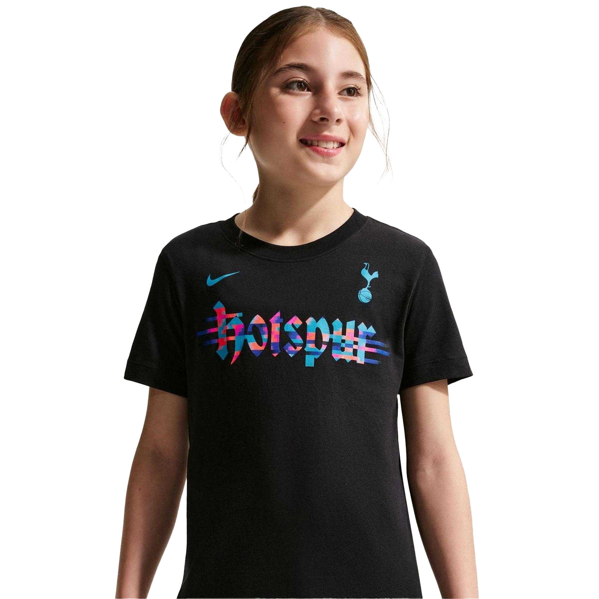 Black-White - Side - Nike Childrens-Kids Wordmark Tottenham Hotspur FC Football Shirt