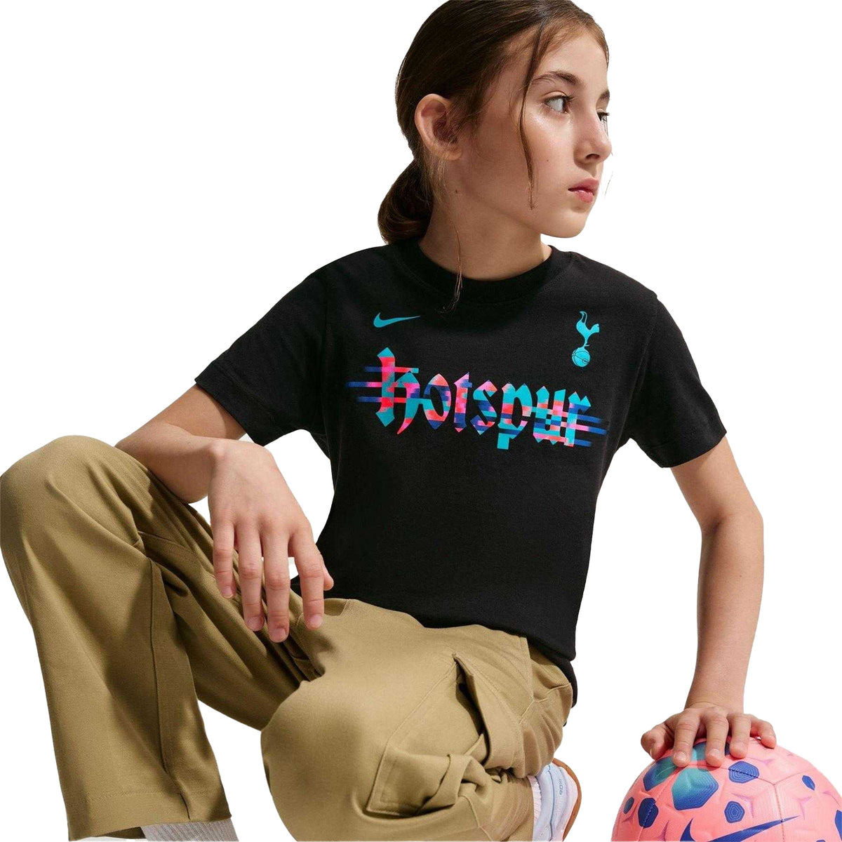 Black-White - Pack Shot - Nike Childrens-Kids Wordmark Tottenham Hotspur FC Football Shirt