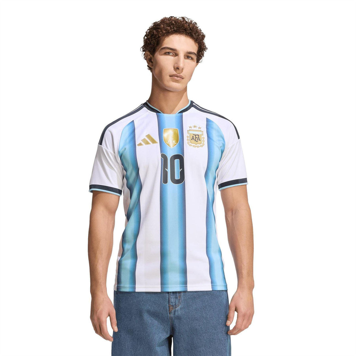 White-Blue - Lifestyle - Adidas Mens Messi Home Shirt