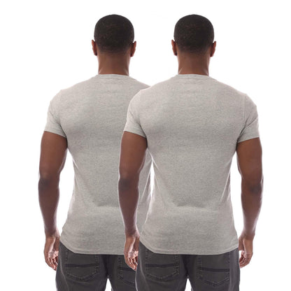 Grey - Back - Ralph Lauren Mens Crew Neck T-Shirt (Pack of 2)