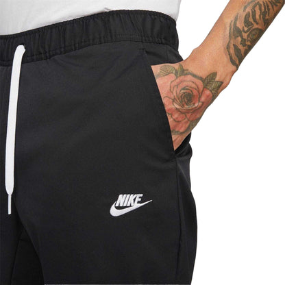 Black-White - Side - Nike Mens Club Tapered Leg Tracksuit Bottoms