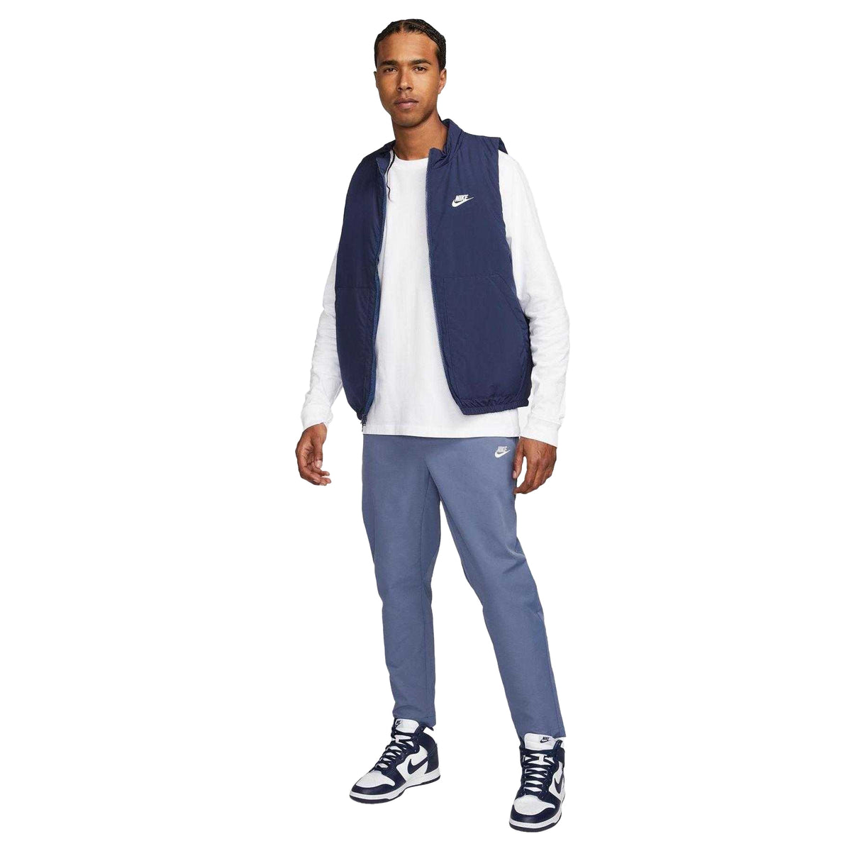 Diffused Blue-White - Pack Shot - Nike Mens Club Tapered Leg Tracksuit Bottoms