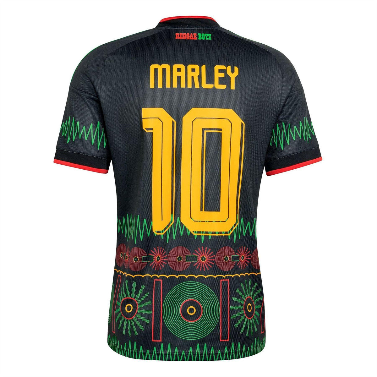 Black-Yellow - Back - Adidas Mens Bob Marley Jamaica Away Jersey