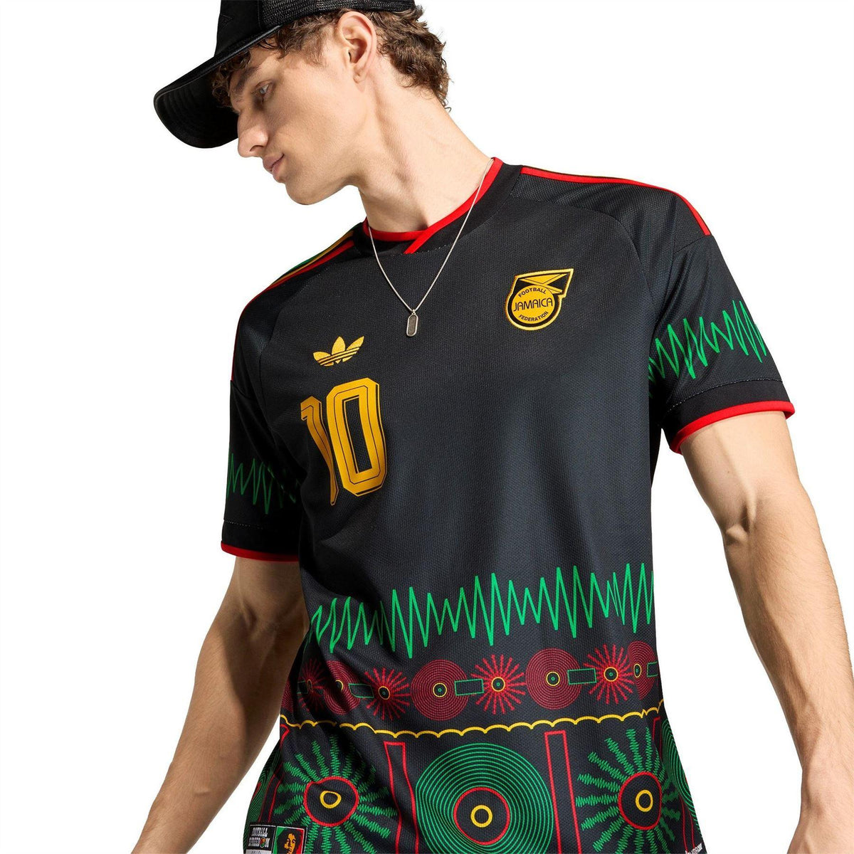 Black-Yellow - Side - Adidas Mens Bob Marley Jamaica Away Jersey