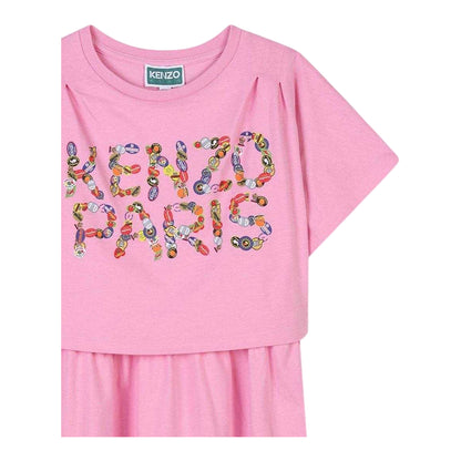 Pink - Side - Kenzo Girls Logo T-Shirt Dress