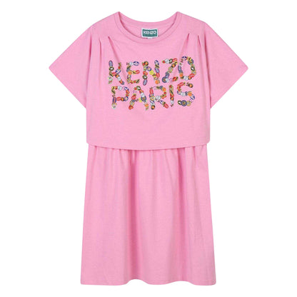 Pink - Front - Kenzo Girls Logo T-Shirt Dress