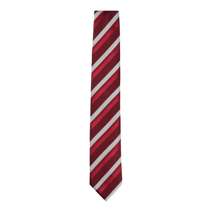 Red - Front - Boss Striped Silk Jacquard Tie