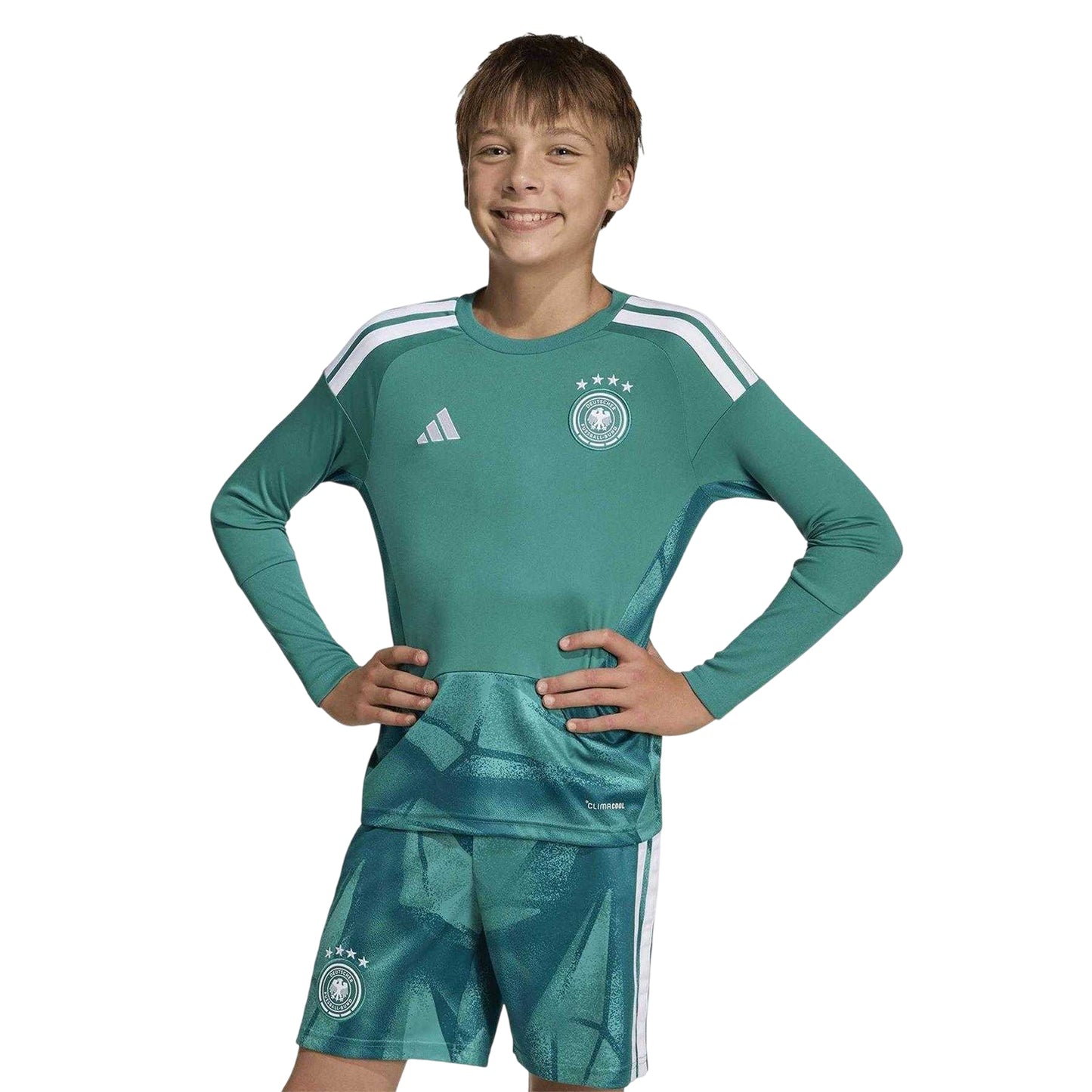 Green-White - Side - Adidas Childrens-Kids World Cup Germany Football Shirt