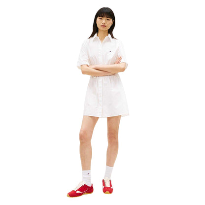 Ecru - Side - Tommy Jeans Womens-Ladies Shirt Dress