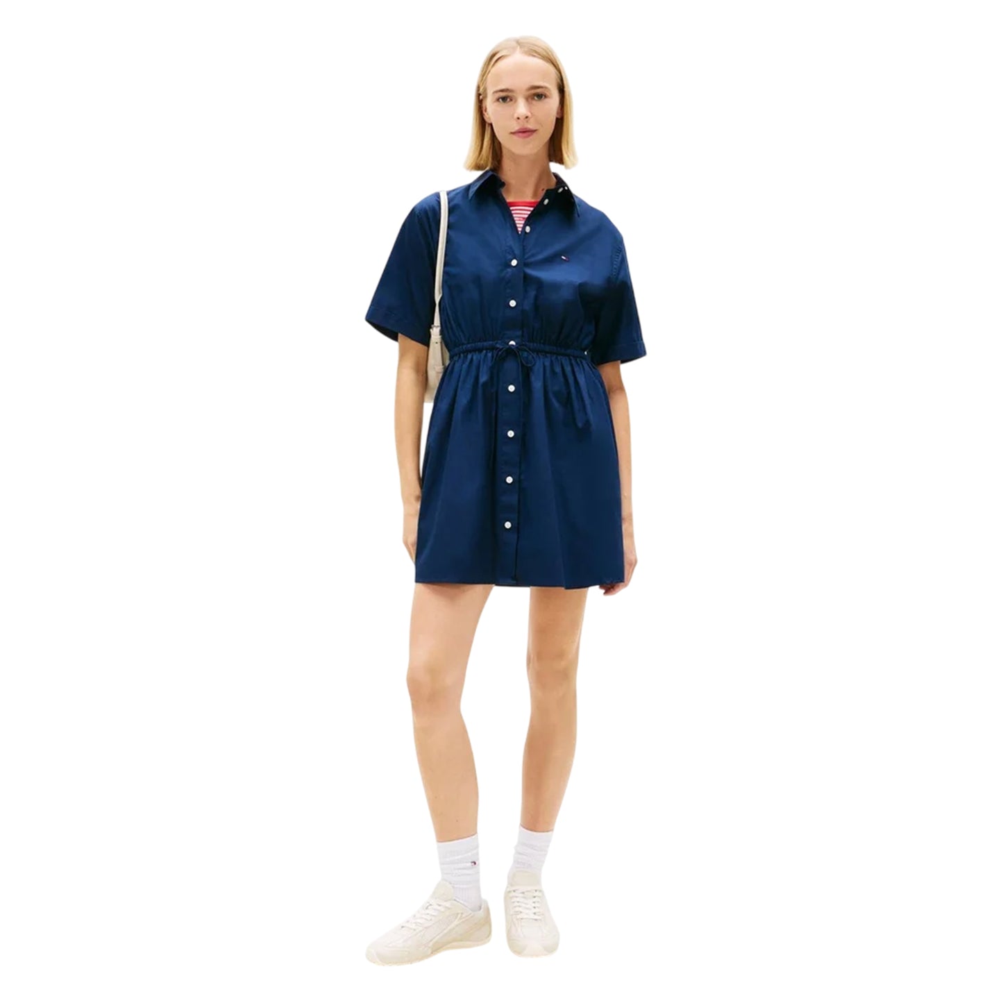 Navy - Side - Tommy Jeans Womens-Ladies Shirt Dress