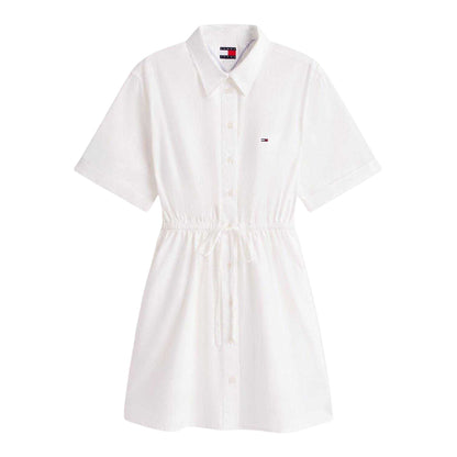 Ecru - Front - Tommy Jeans Womens-Ladies Shirt Dress