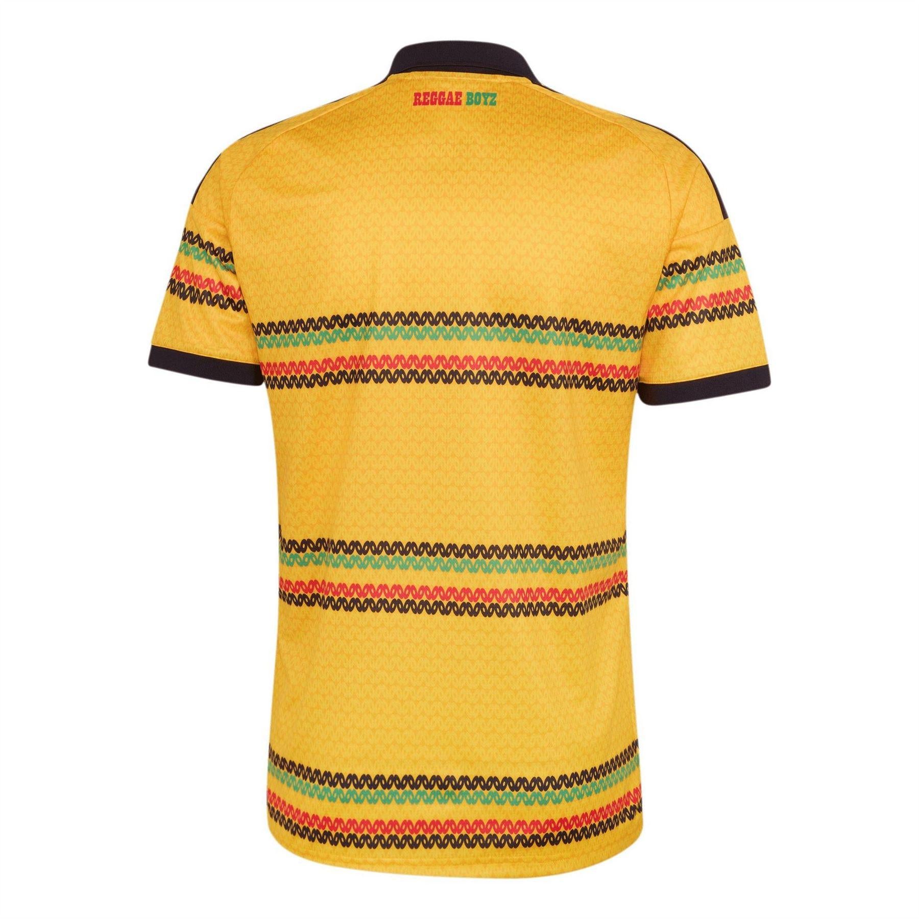 Gold-Green - Back - Adidas Mens Bob Marley Jamaica Home Shirt
