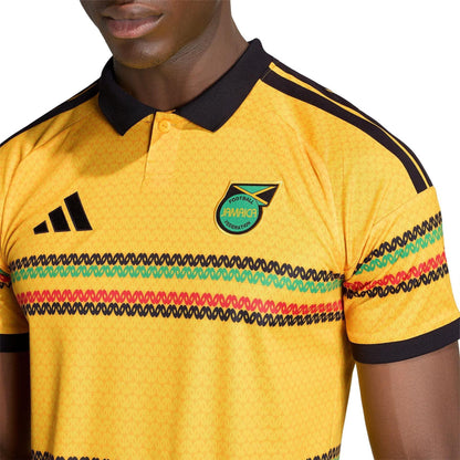 Gold-Green - Pack Shot - Adidas Mens Bob Marley Jamaica Home Shirt