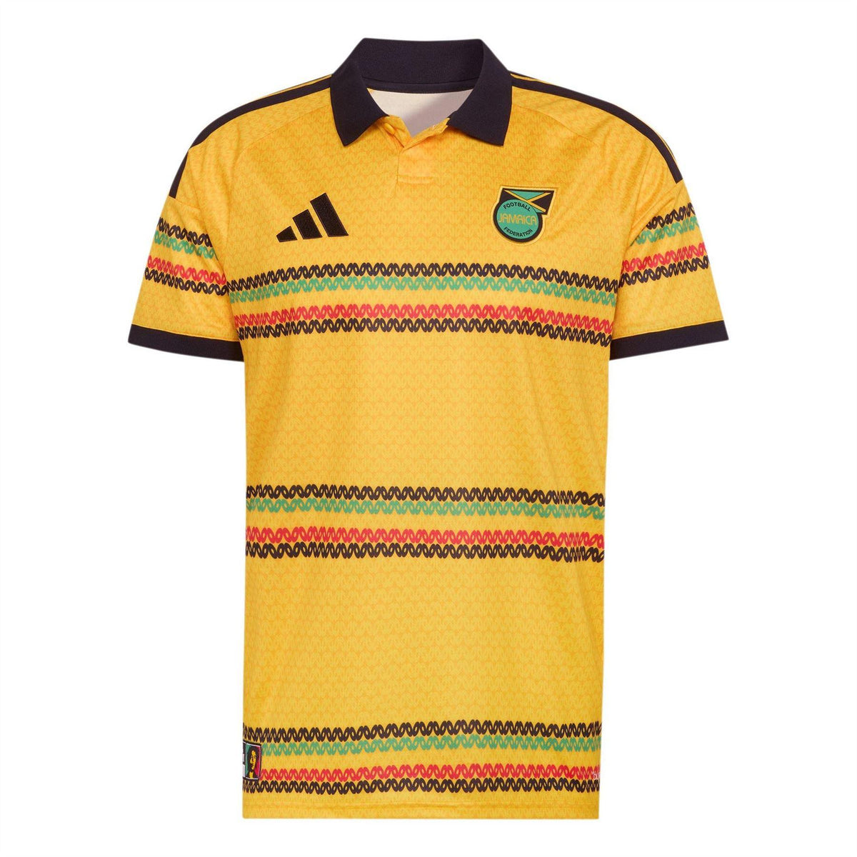 Gold-Green - Front - Adidas Mens Bob Marley Jamaica Home Shirt