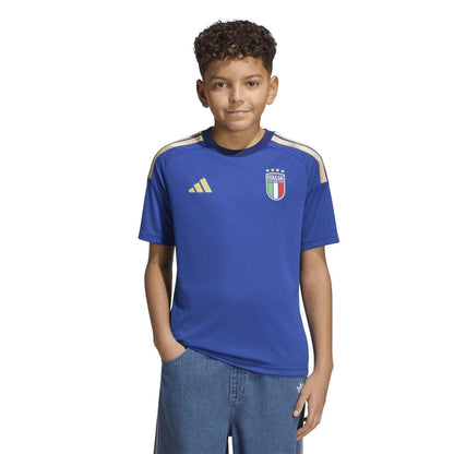 Blue-White - Side - Adidas Childrens-Kids Italy Football Jersey