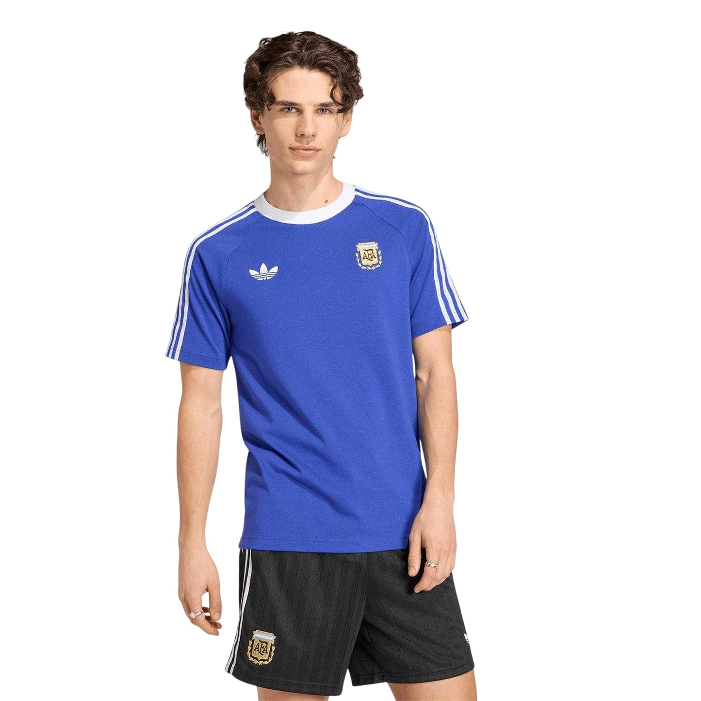 Blue-White - Side - Adidas Mens Originals Argentina Crew Neck Football Shirt