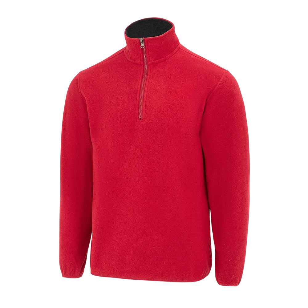 Red - Side - Donnay Mens Quarter Zip Fleece Jacket