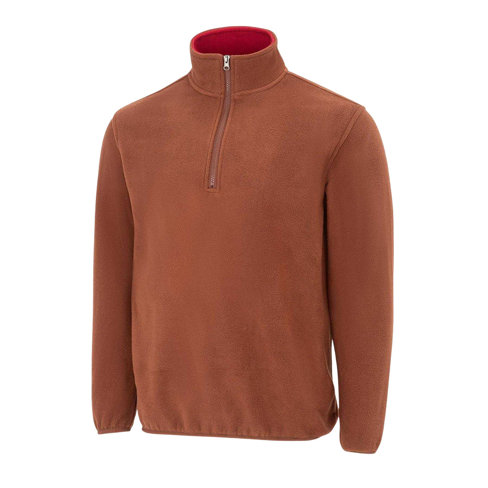 Brown - Side - Donnay Mens Quarter Zip Fleece Jacket