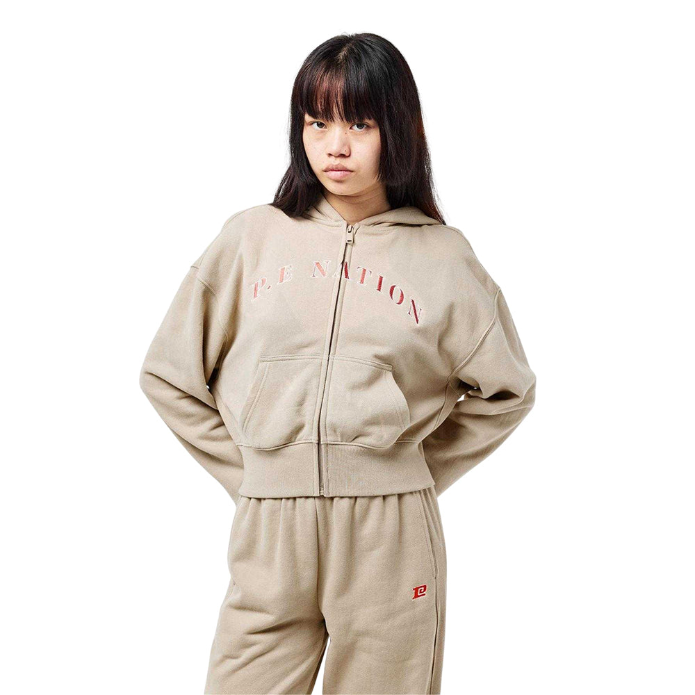 Oxford Tan - Side - PE Nation Womens-Ladies Eastside Cropped Fleece Jacket