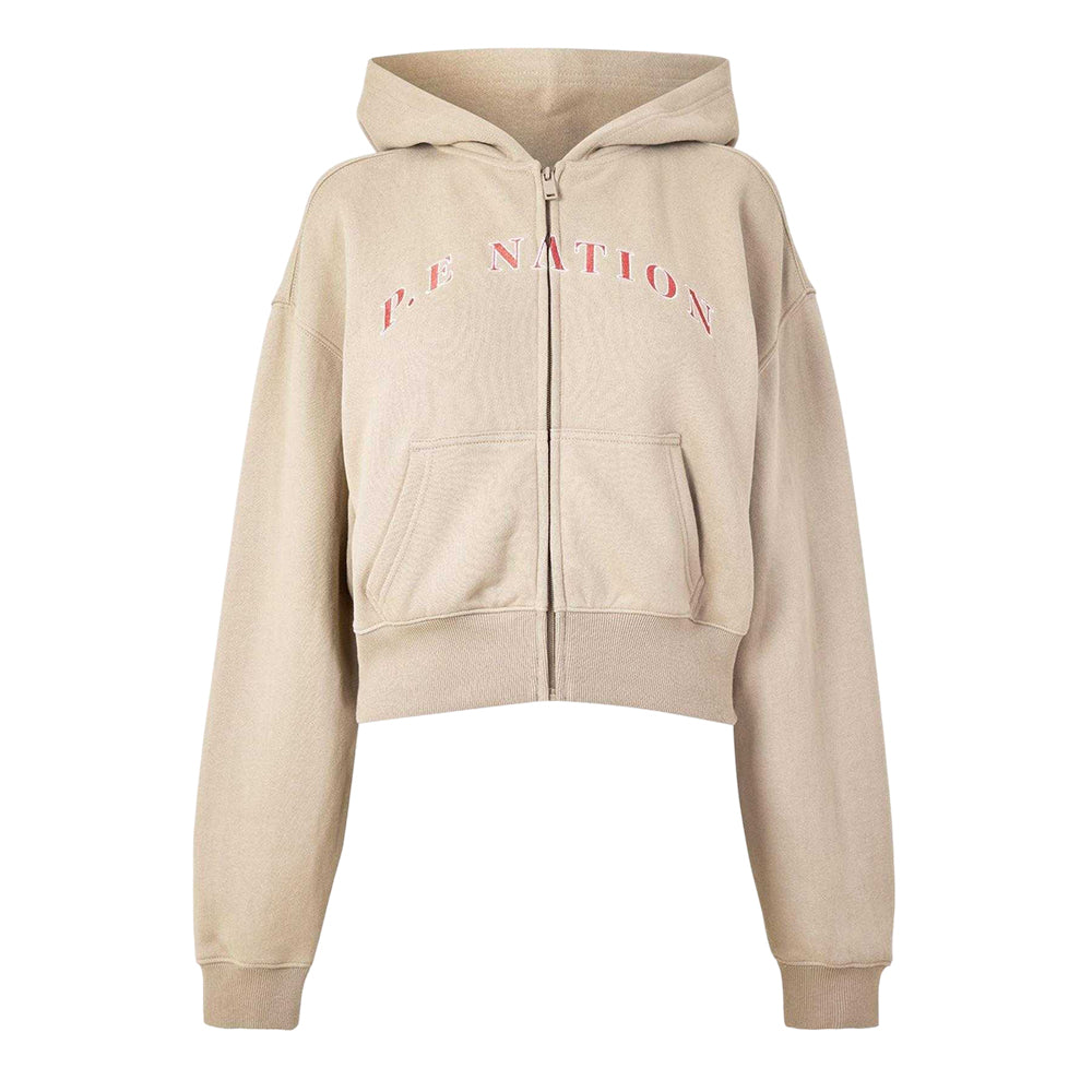 Oxford Tan - Front - PE Nation Womens-Ladies Eastside Cropped Fleece Jacket