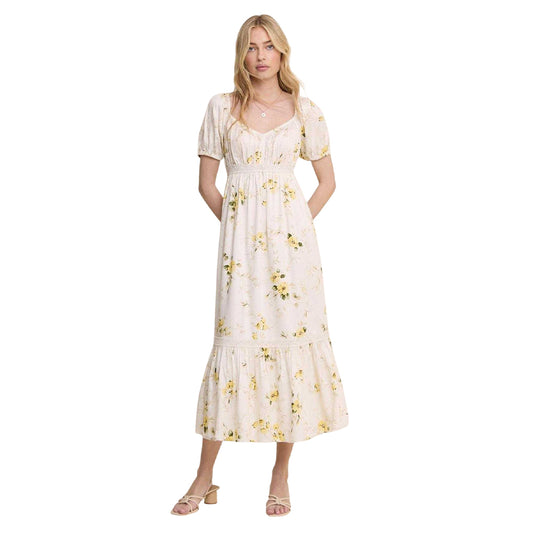 White - Front - Nobody´s Child Womens-Ladies Maryam Puff Sleeve Midi Dress
