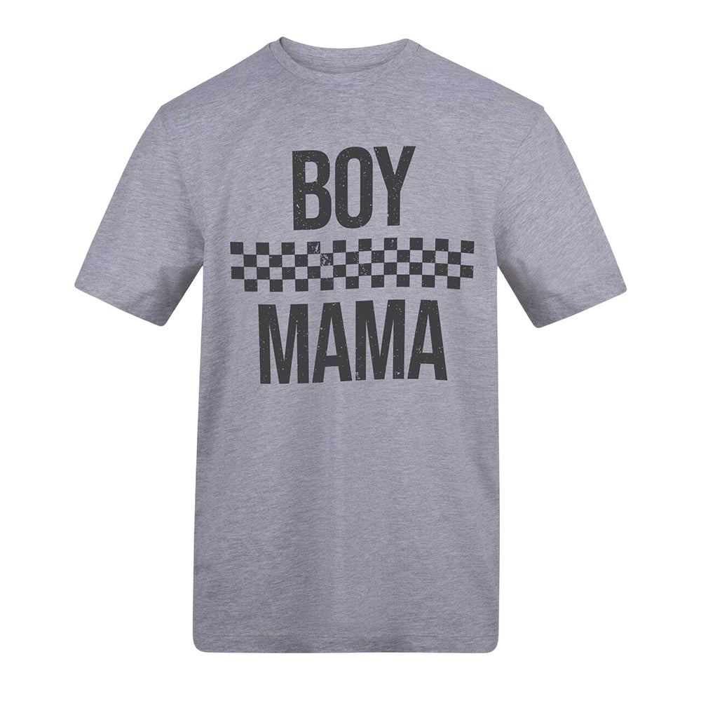 Grey - Front - AWD Unisex Adult Boy Mama Checked T-Shirt