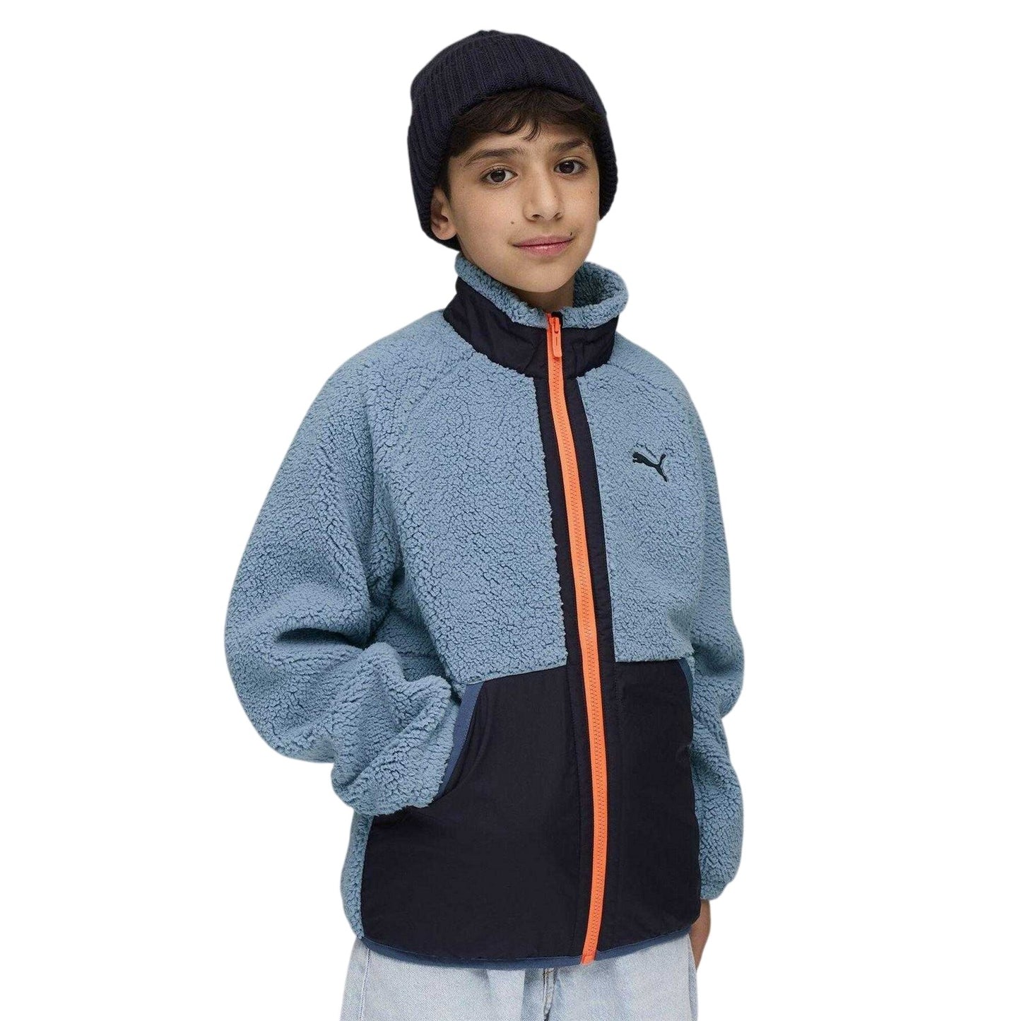 Cool Blue - Side - Puma Childrens-Kids Hybrid Fleece Jacket