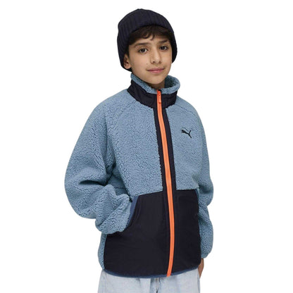 Cool Blue - Side - Puma Childrens-Kids Hybrid Fleece Jacket