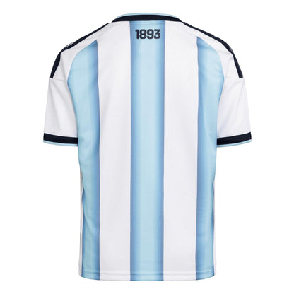 White-Blue - Back - Adidas Childrens-Kids World Cup 2026 Argentina Home Shirt