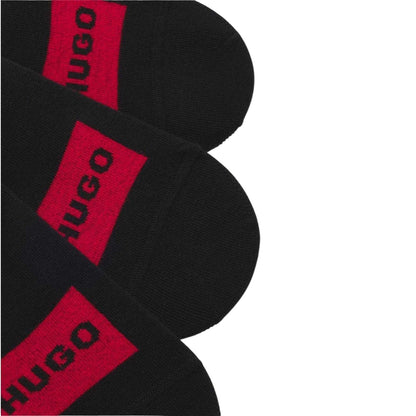 Black - Back - Boss Mens Label No-Show Socks (Pack of 3)