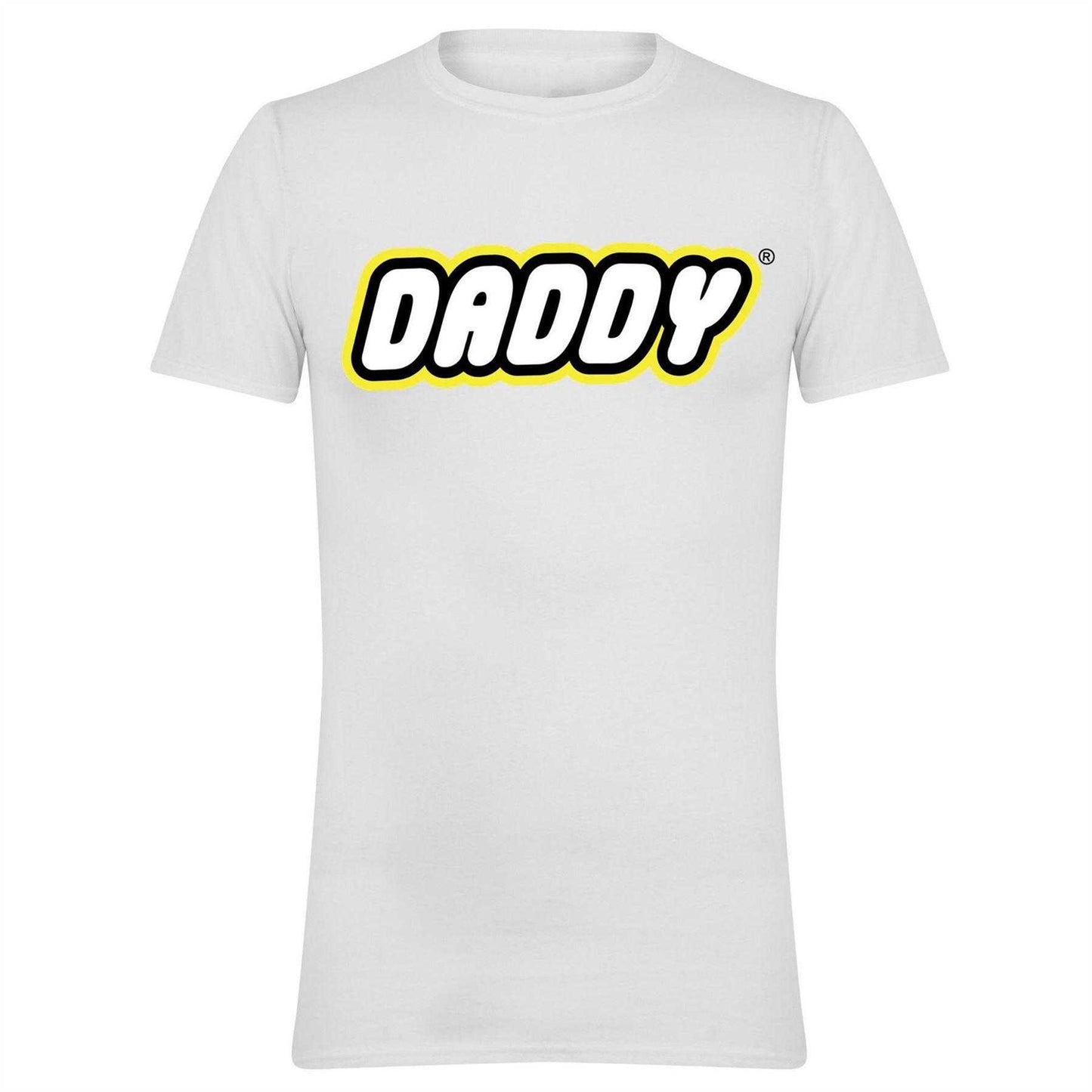 White - Front - AWD Mens Daddy Lego T-Shirt