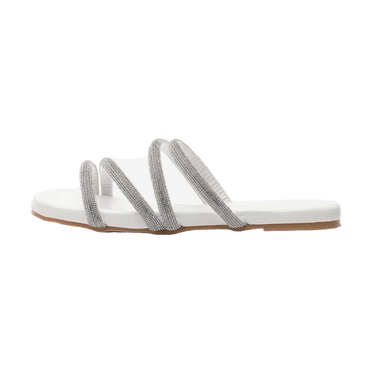White - Back - No Doubt Womens-Ladies Diamante Strappy Sandals