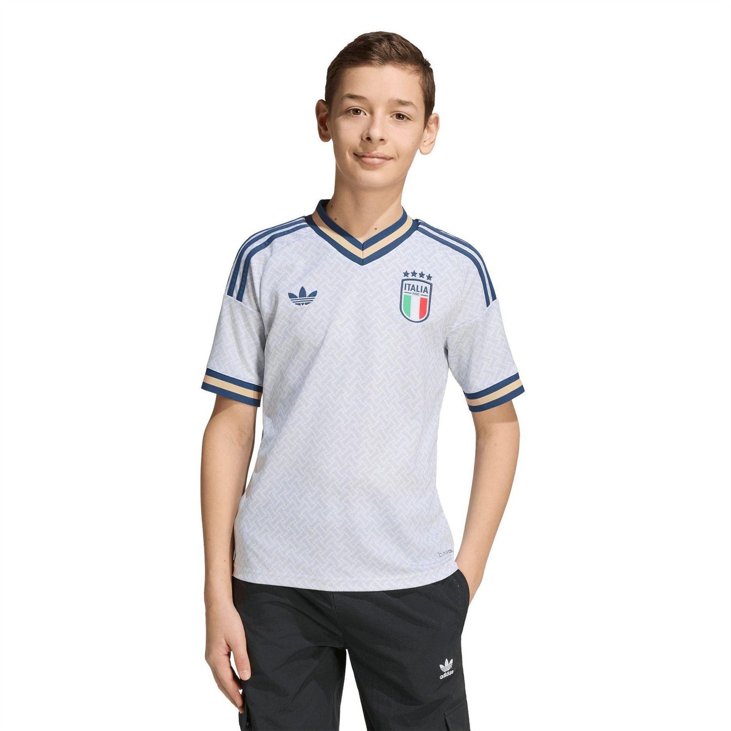 Blue-White - Side - Adidas Childrens-Kids World Cup 2026 Italy Away Shirt