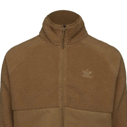 Khaki - Side - Adidas Mens Originals Polar Fleece High Collar Raglan Fleece Jacket