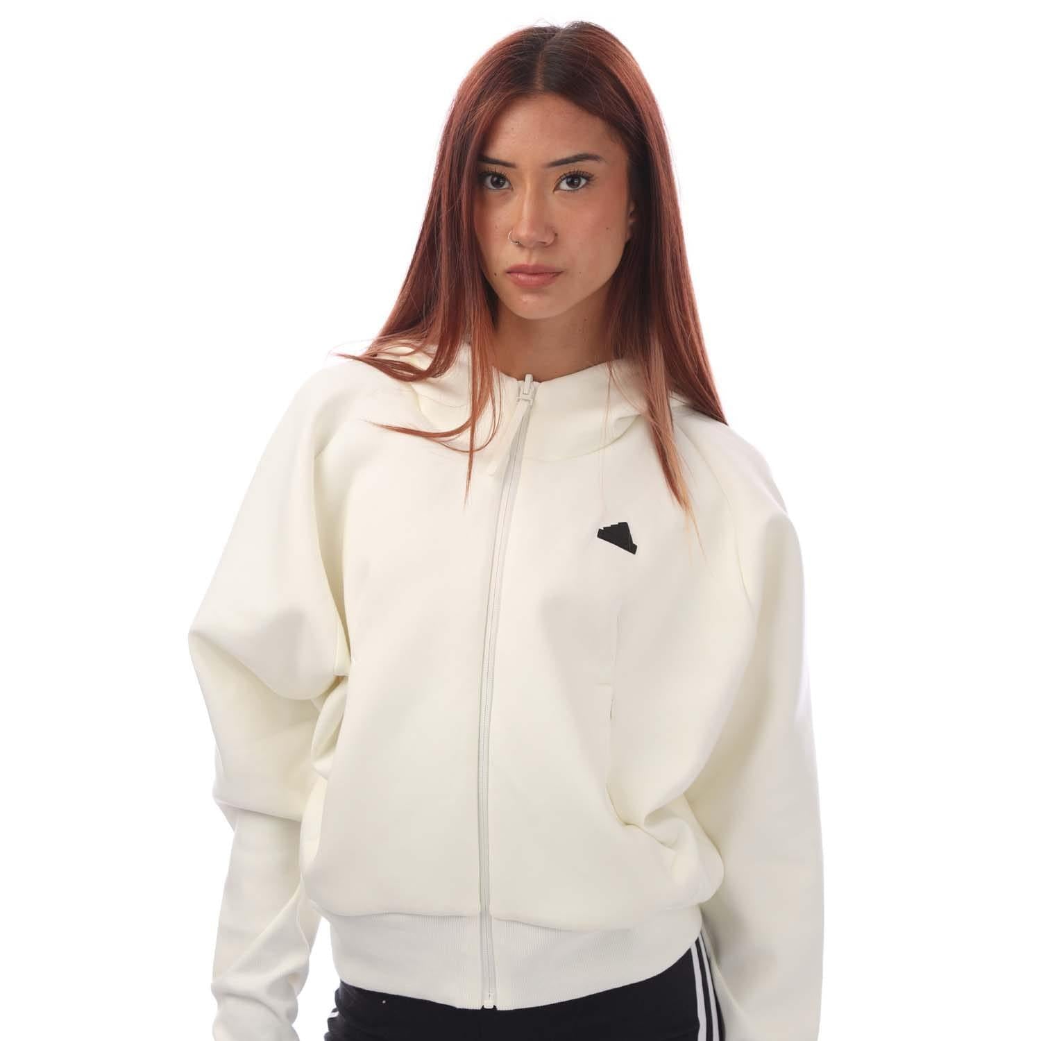 Off White - Side - Adidas Womens-Ladies Z.N.E. Full Zip Hoodie