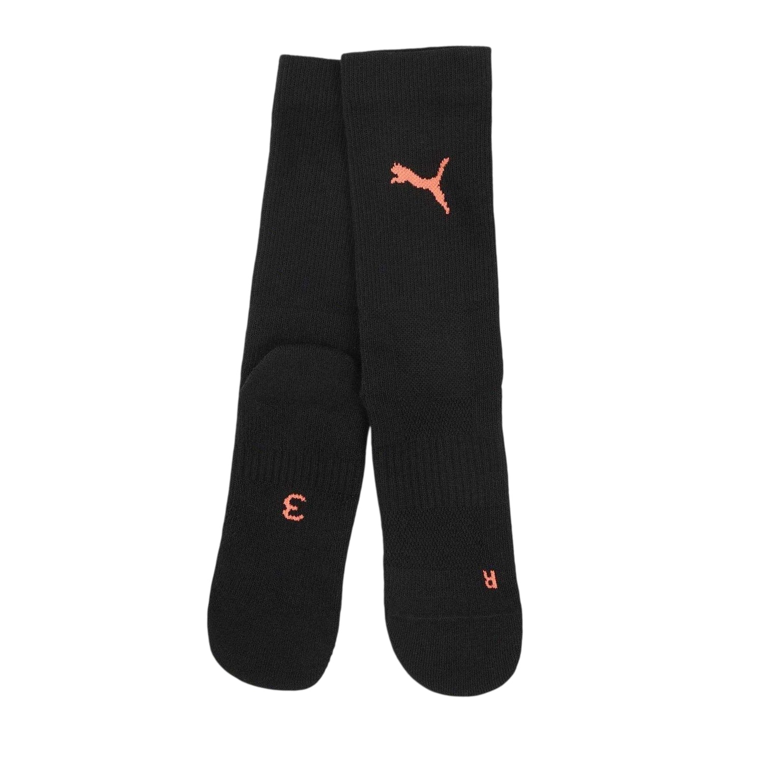 Black-Red - Side - Puma Childrens-Kids Snug Fit Crew Socks