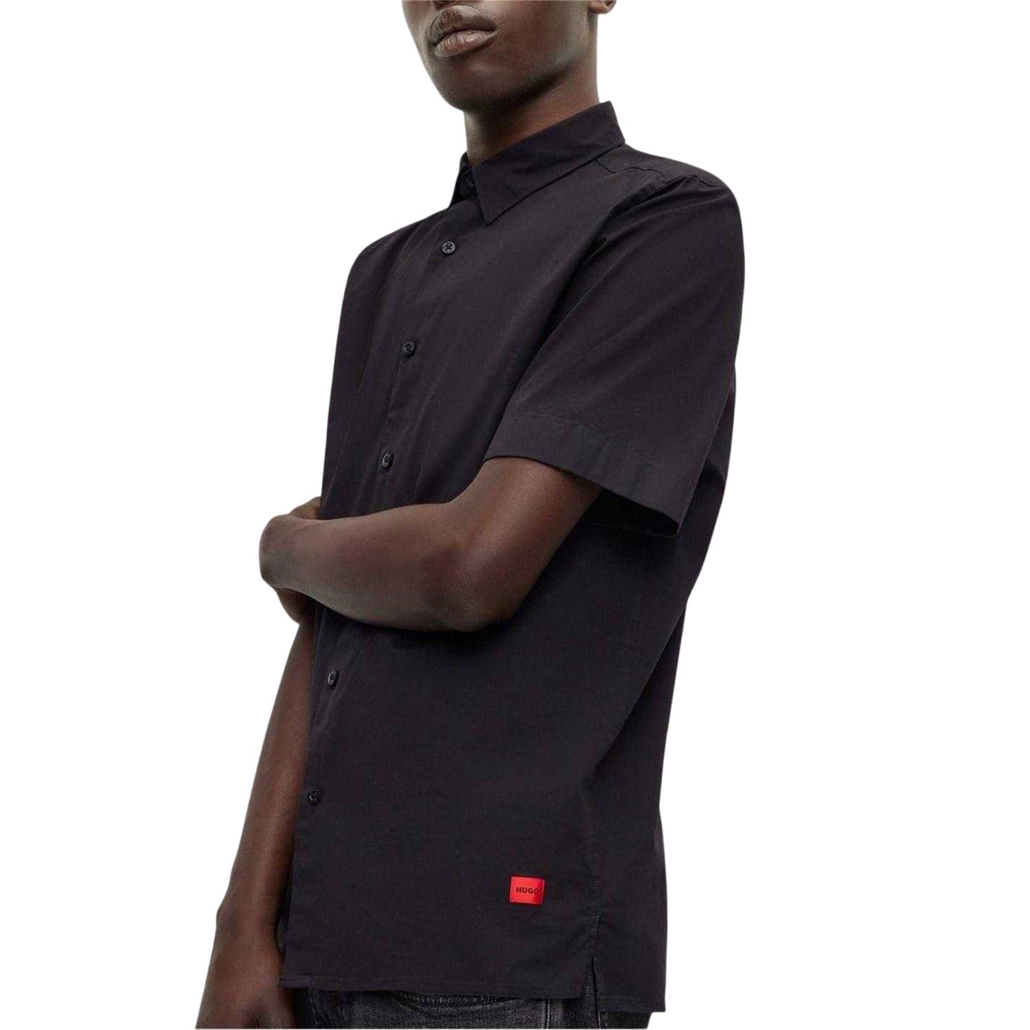 Black - Back - Hugo Mens Ebor Short-Sleeved Shirt