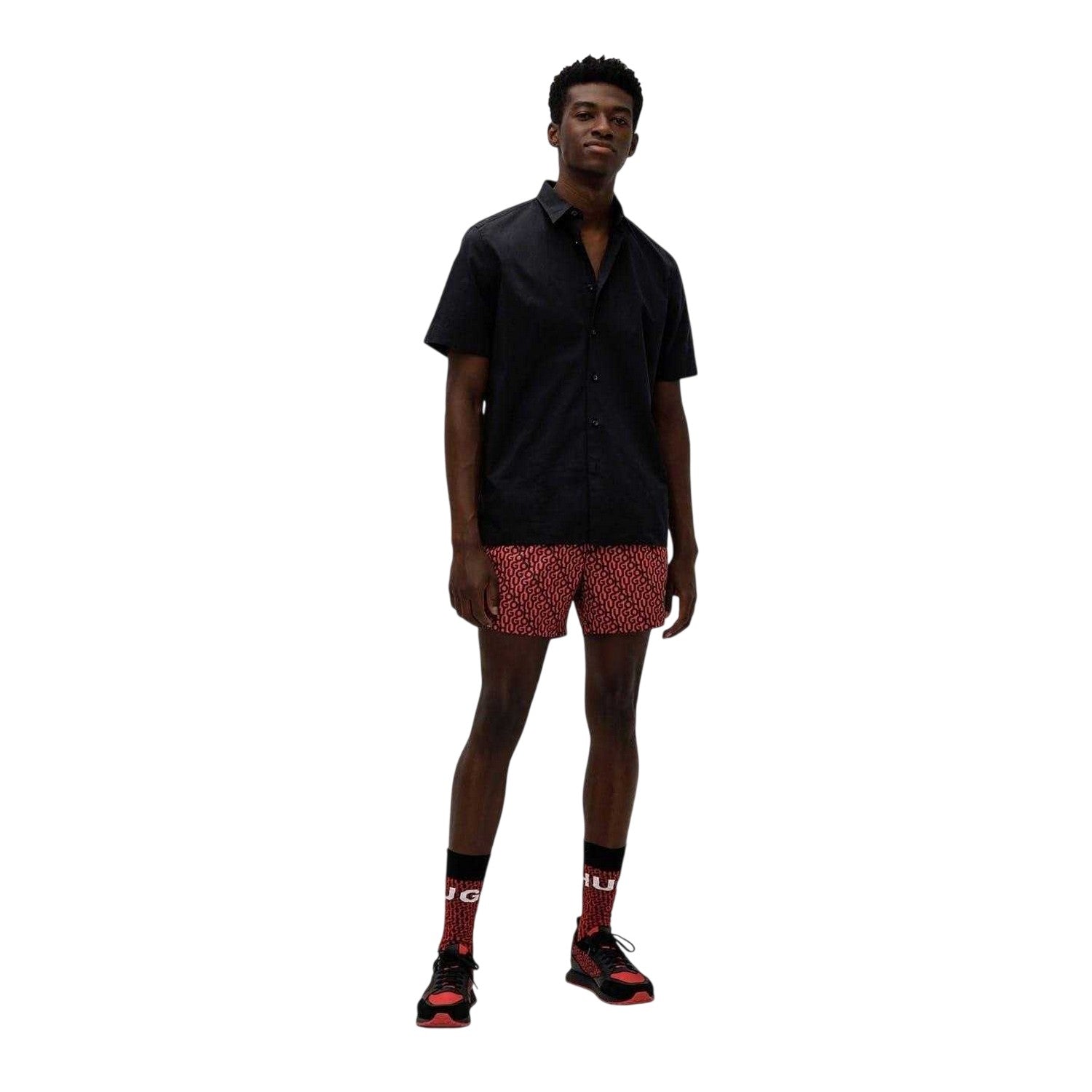 Black - Side - Hugo Mens Ebor Short-Sleeved Shirt
