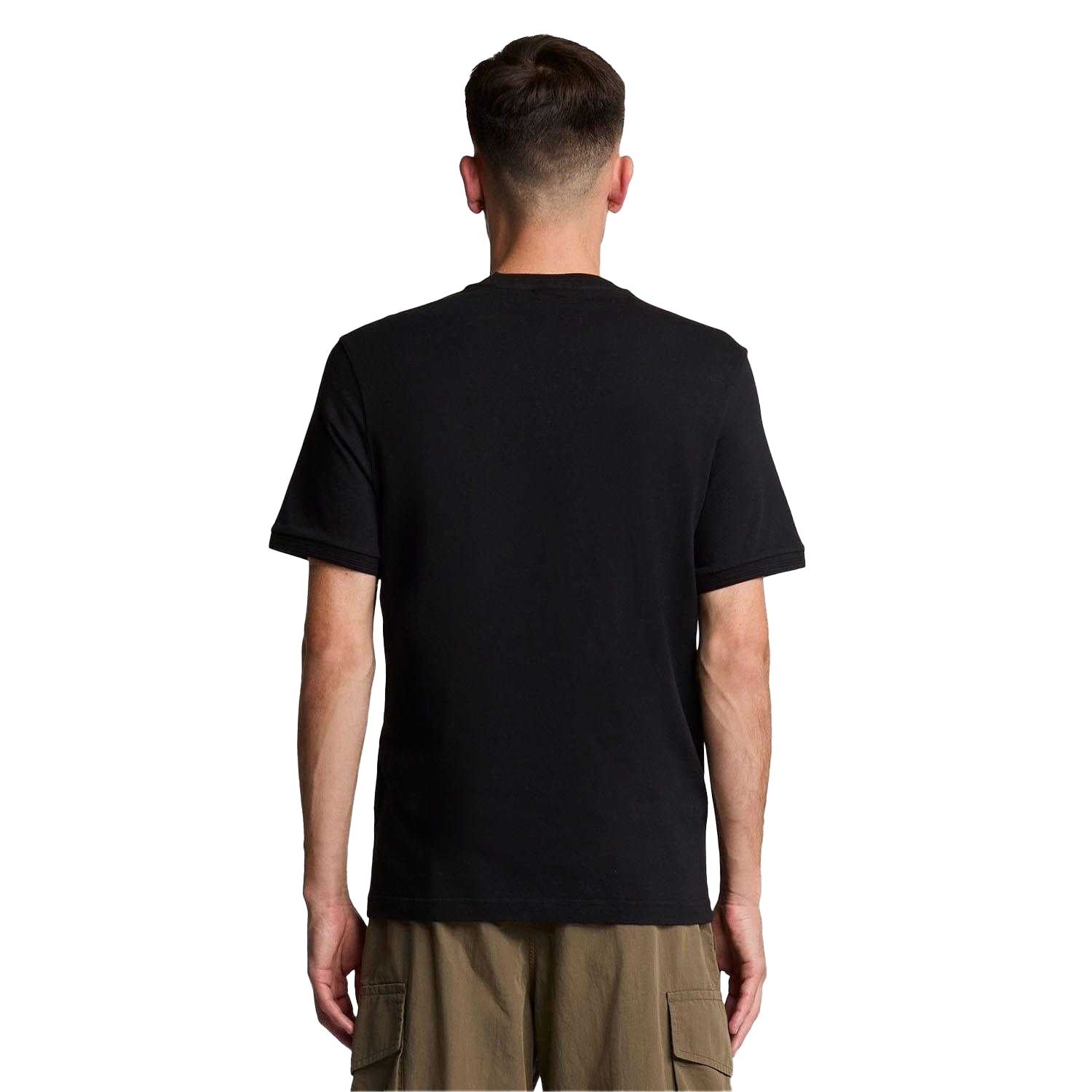 Black - Back - Lyle & Scott Mens Ottoman Tipped T-Shirt