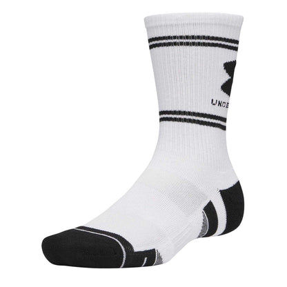 White-Black - Side - Under Armour Unisex Adult Performance Tech Crew Socks