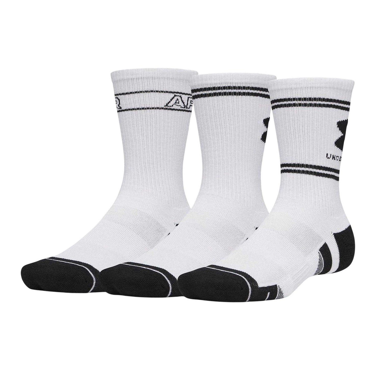 White-Black - Front - Under Armour Unisex Adult Performance Tech Crew Socks