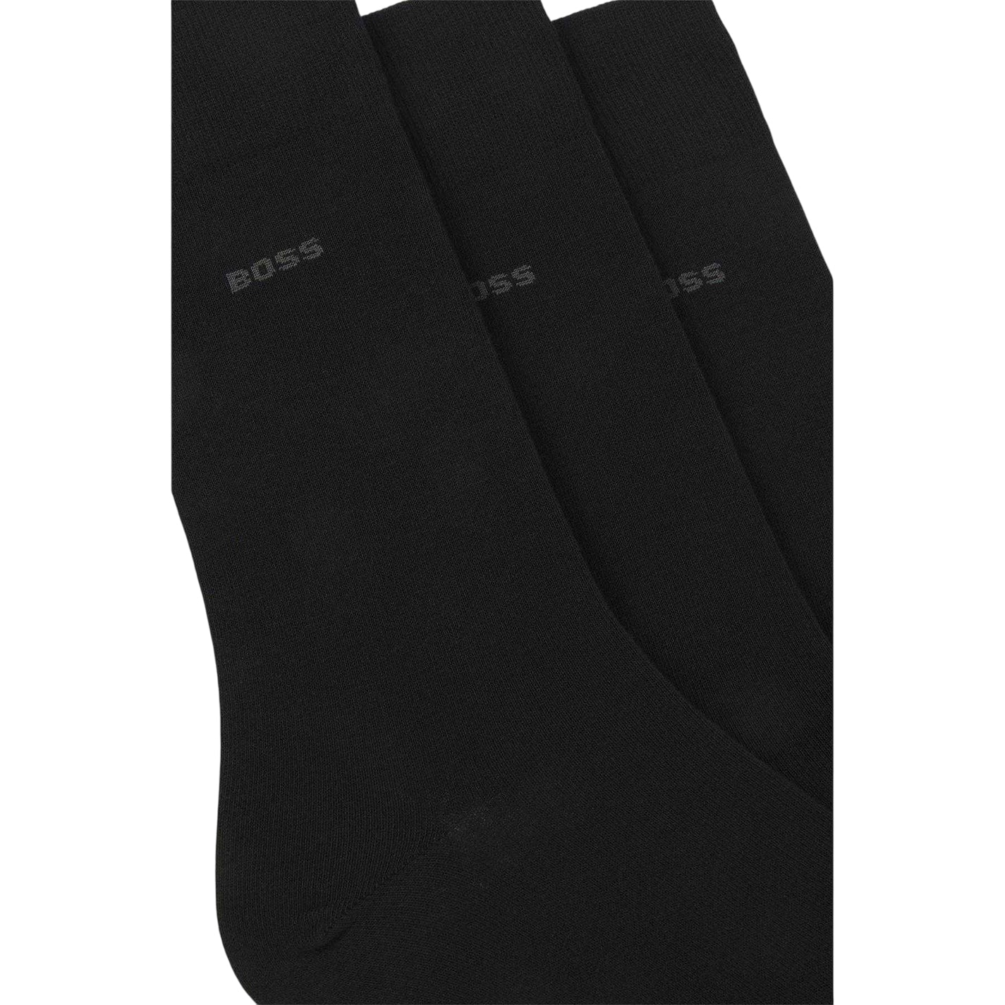 Black - Side - Hugo Mens Cotton Blend Crew Socks
