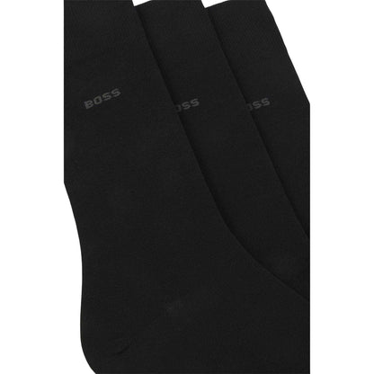 Black - Side - Hugo Mens Cotton Blend Crew Socks