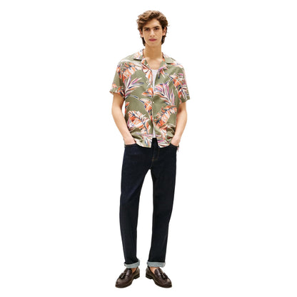 Battle Green - Lifestyle - Tommy Hilfiger Mens Tropical Regular Short-Sleeved Shirt