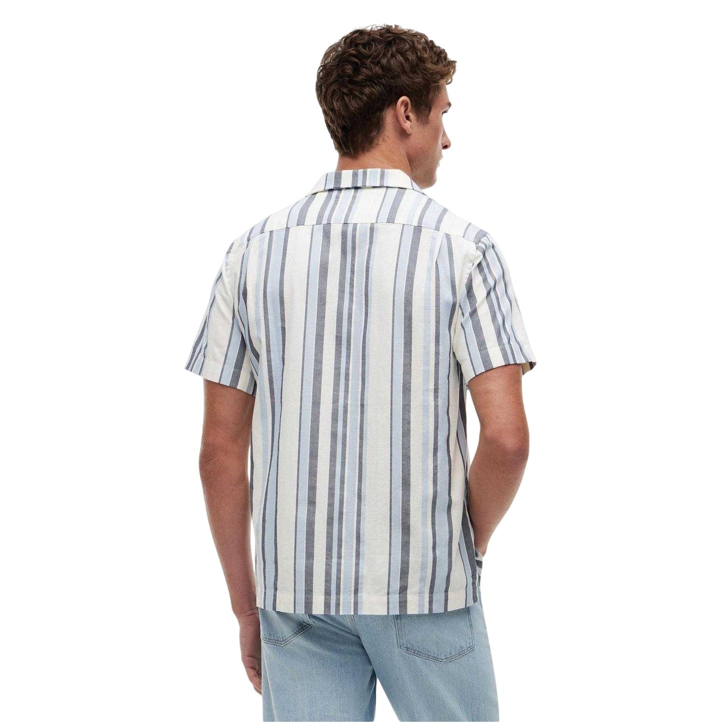 Carbon-Navy - Back - Tommy Hilfiger Mens Striped Short-Sleeved Shirt