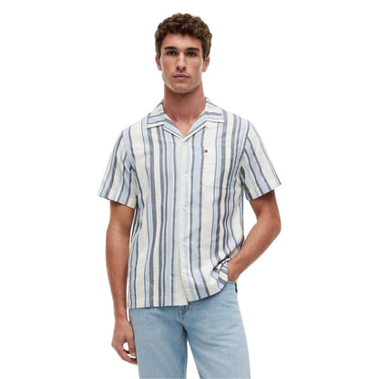 Carbon-Navy - Side - Tommy Hilfiger Mens Striped Short-Sleeved Shirt